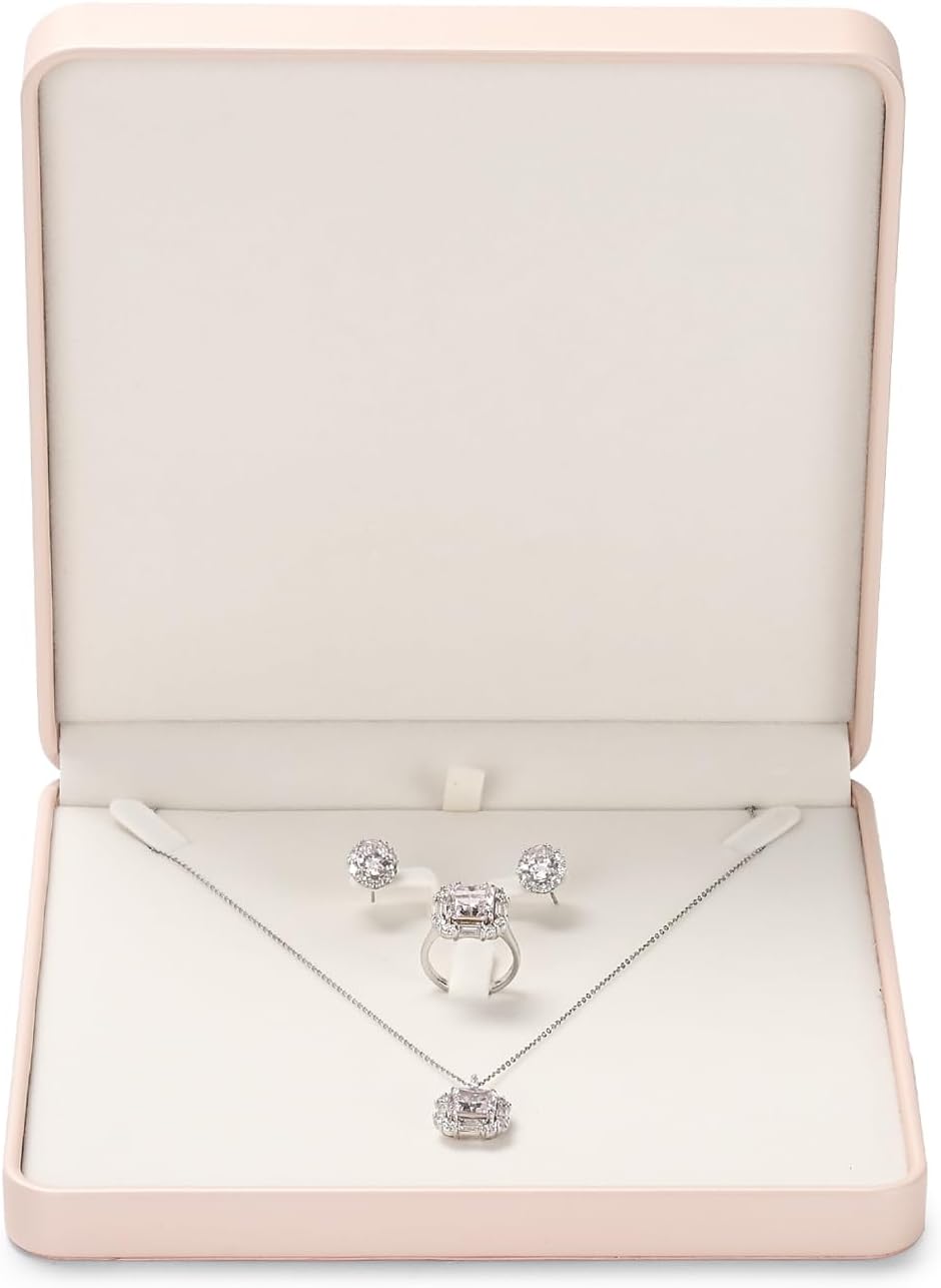 Set joyas piel sintética forro terciopelo rosa