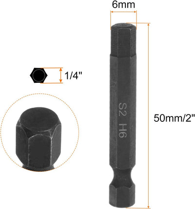 6 Brocas Hex Impacto Magnético 0.236pulg Acero S2 2pulg