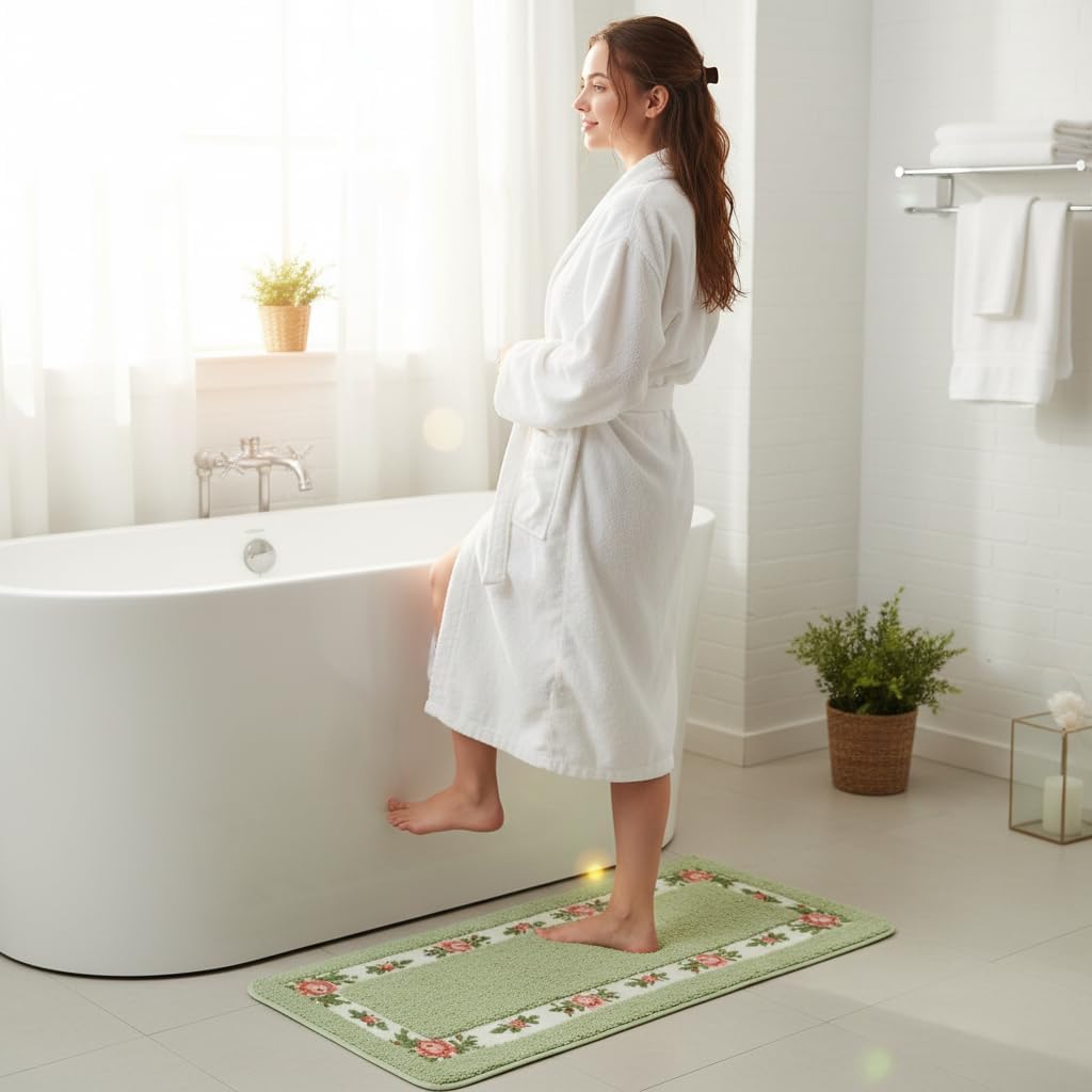 Alfombra antideslizante con flores baño dormitorio 17.7x47.2pulg
