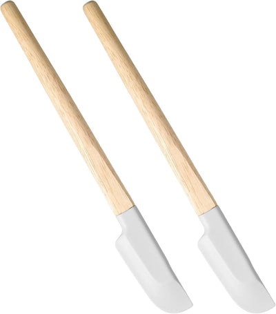 Set 2 Espátulas Silicona Resistentes Calor Mango Madera