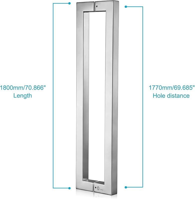 Manija puerta acero inox 304 70.866pulg cuadrada cromo