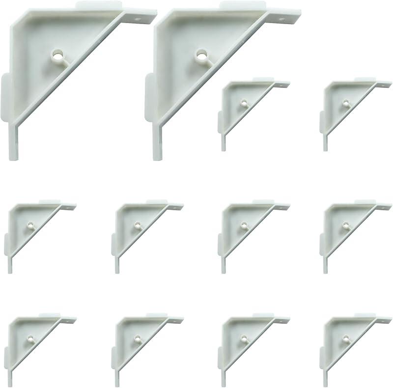 12 Soportes Triangulares Plástico 90 Grados Blanco