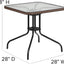 Mesa cristal cuadrada 28" borde ratán negro