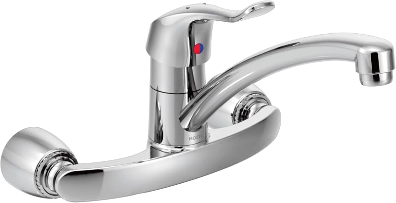 Grifo cocina comercial Moen M-Dura cromado manija pared 8713