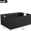 Cubo almacenamiento tela plegable asas madera negro