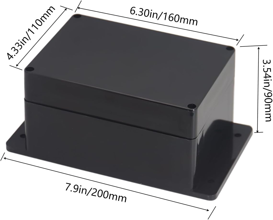 Caja conexiones electrónica ip65 plástico negro 6.2x4.3x3.5pulg