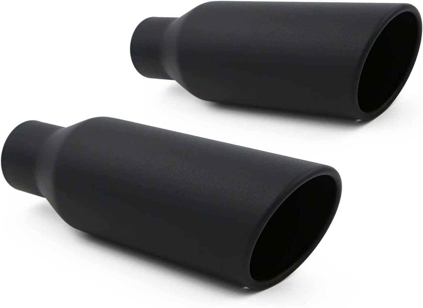 Puntas escape 2.5x4x12" acero inox negro set 2