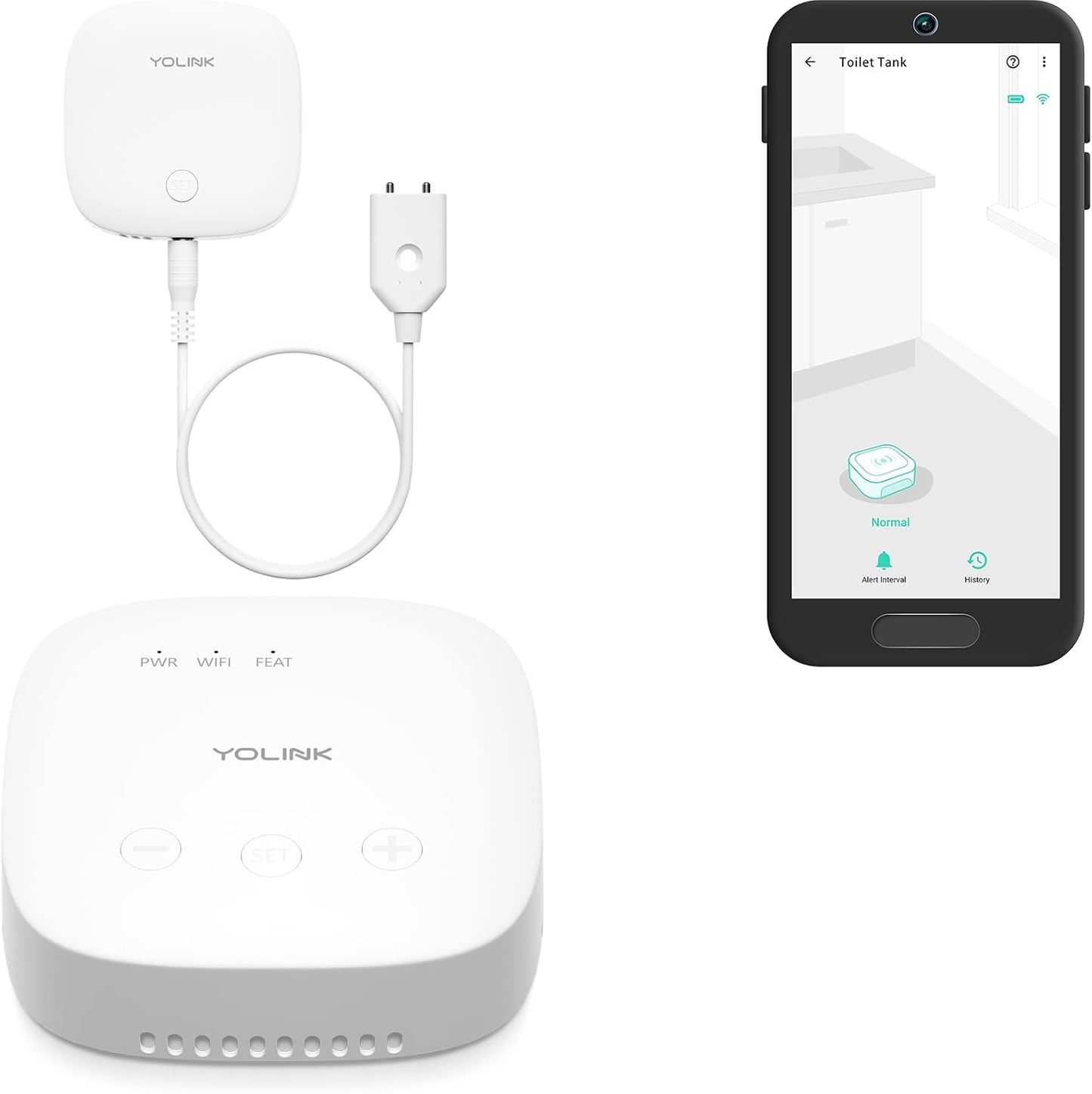 Sensor fugas agua con sirena 105 dB comp Alexa IFTTT