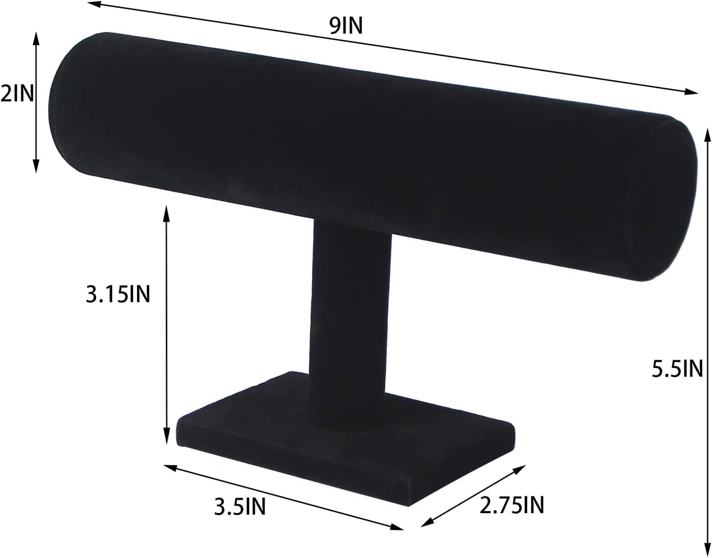 Soporte pulseras barra T terciopelo negro