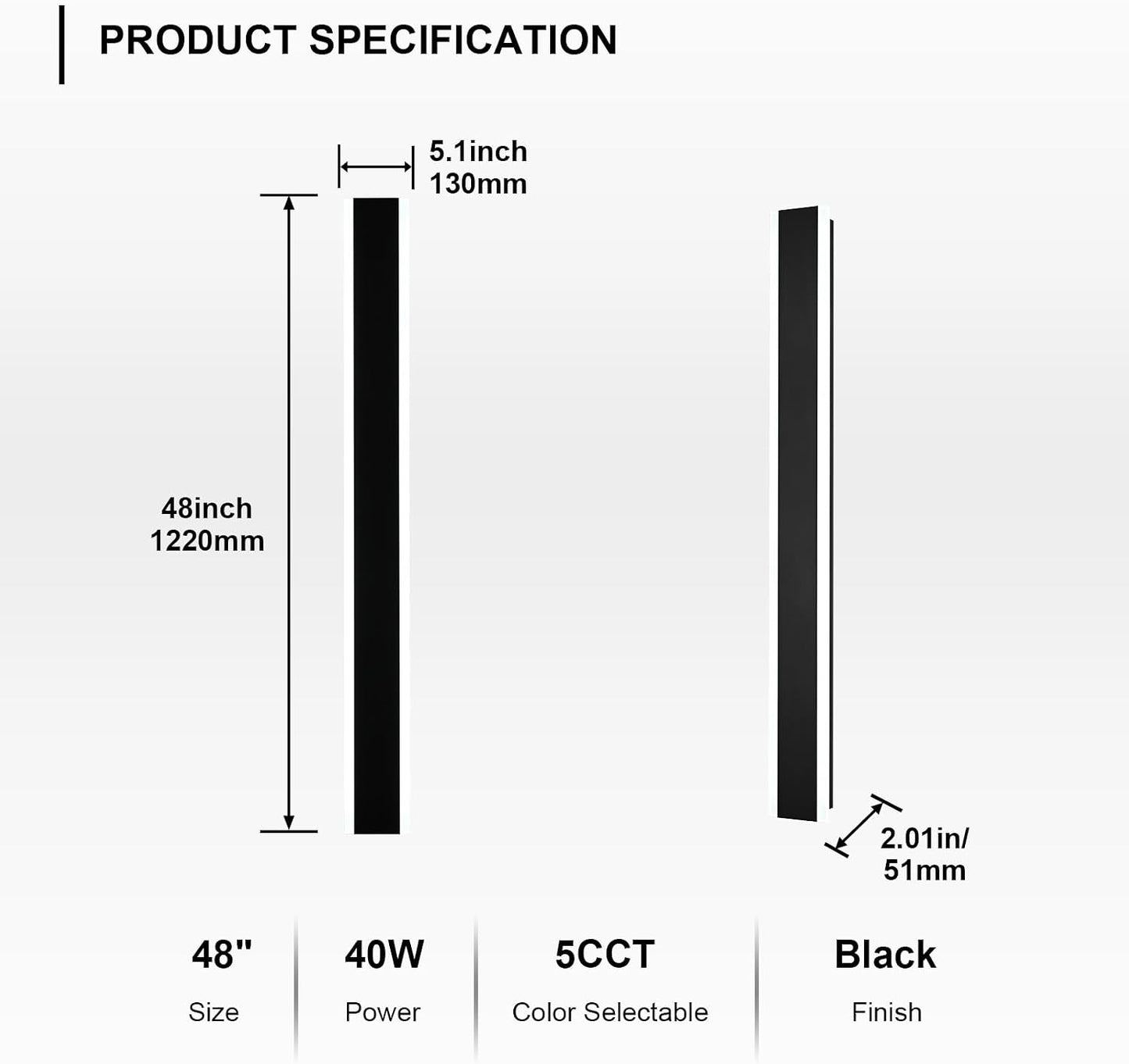 Aplique Led Pared 48pulg Impermeable IP65 5 Colores