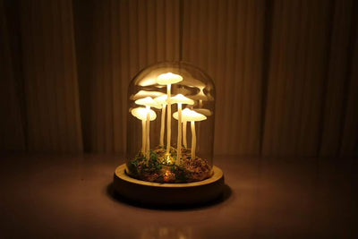 Luz de hongo hecha a mano retro para noche