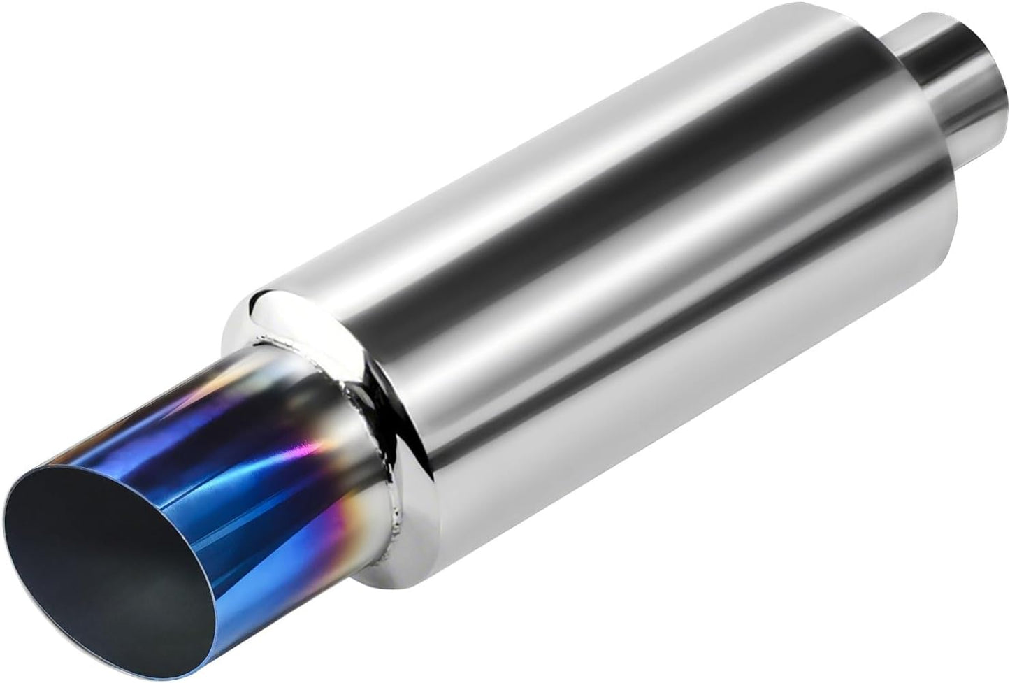 Silenciador escape acero inox 2.25x3" 15" azul quemado