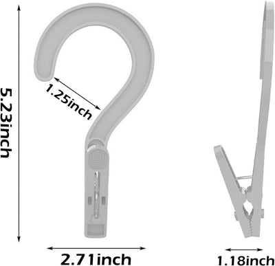 12 Pzas Ganchos Lavandería con Clips Plástico Blanco