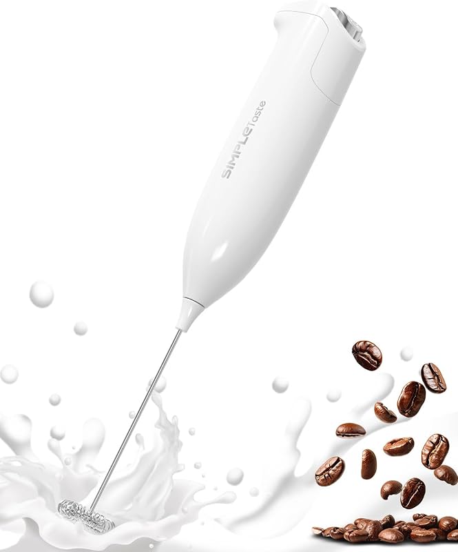 Espumador leche eléctrico batidor acero inox blanco
