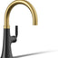 Grifo cocina 3 chorros caño giratorio oro cepillado negro