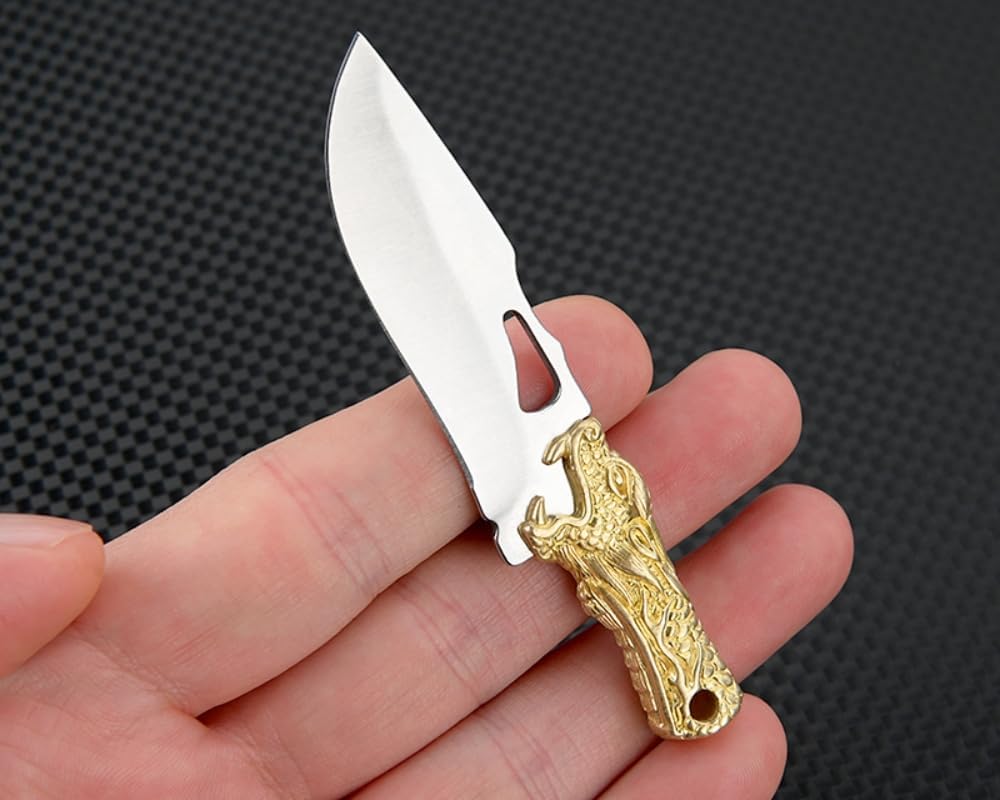 Cuchillo EDC hoja 5Cr 2pulg mango latón funda cuero