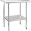Mesa trabajo acero inox 24x30pulg NSF estante patas galvanizadas