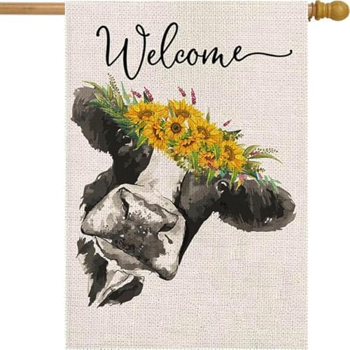 Bandera arpillera doble cara girasoles 28x40"