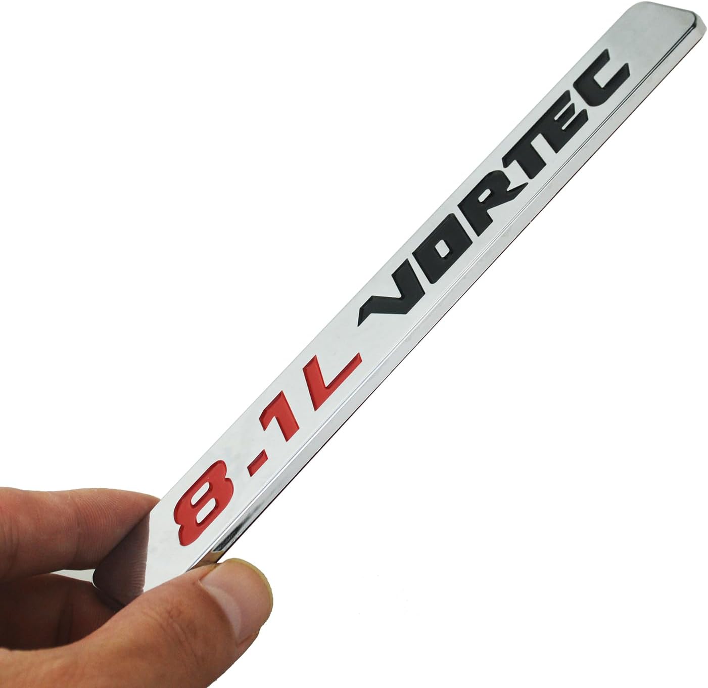 2 Emblemas Vortec 8.1L para Placa 3D Cromo Negro Rojo