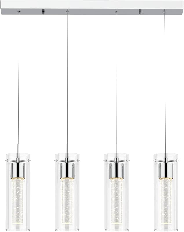 Lámpara techo colgante 4 luces LED cristal burbujas para