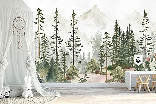 Papel tapiz autoadhesivo cuarto bebé bosque 96pulg