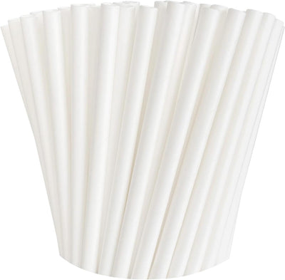 100 Pajitas Papel Blanco Biodegradables para Bebidas y Eventos