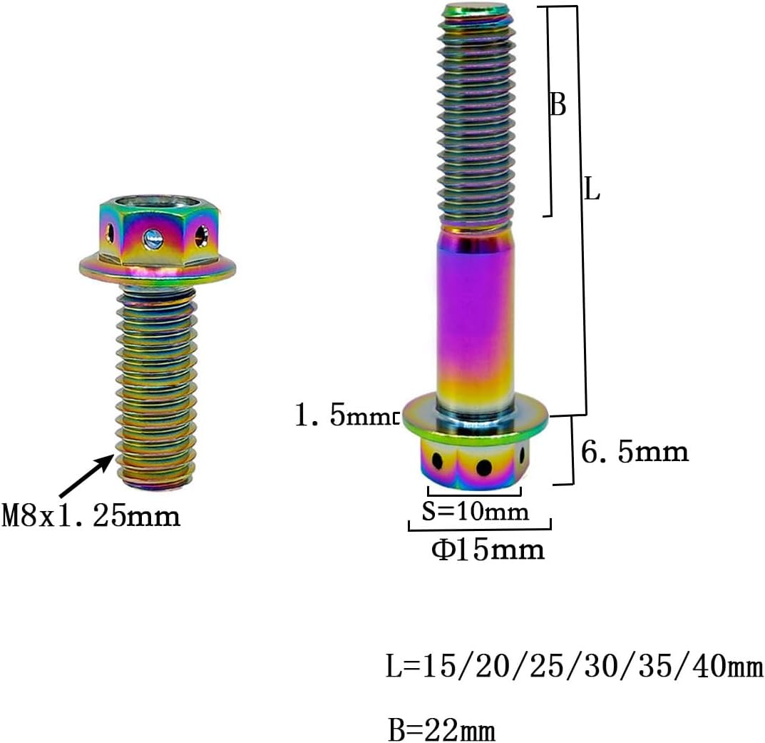 Tornillos titanio GR5 M8x35mm color arcoíris pack 5
