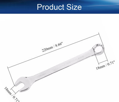 Llave combinada métrica Cr-V 0.71" 12 puntos pulido espejo