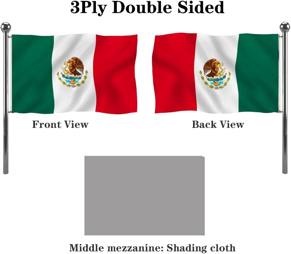 Banderas doble cara 3x5ft poliéster nacional MX con ojales