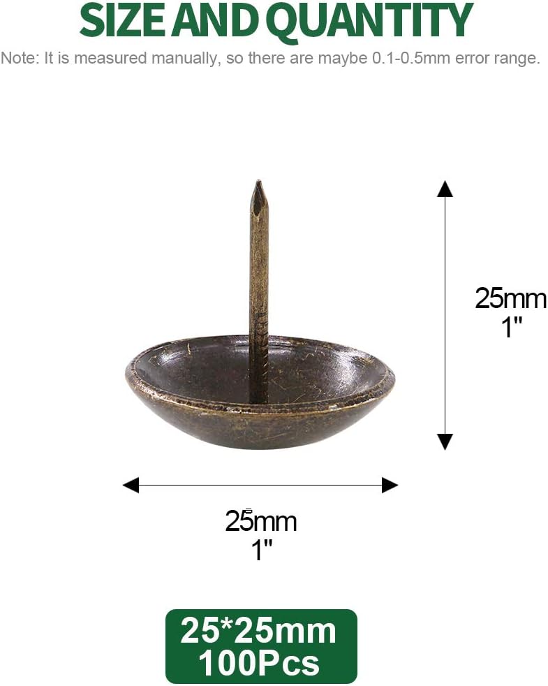 Set 100 Tachuelas Tapicería 1pulg Naturales Antiguas