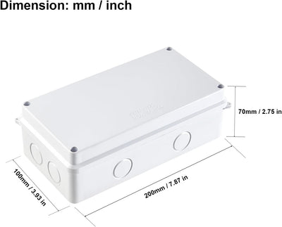 Caja conexiones eléctricas IP65 plástico ABS blanco 7.9x3.9x2.8pulg