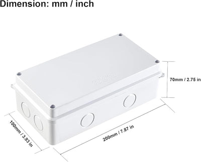 Caja conexiones eléctricas IP65 plástico ABS blanco 7.9x3.9x2.8pulg
