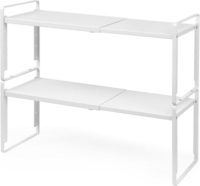 2 Organizadores Estantes Ampliables 5 Alturas Metal Blanco