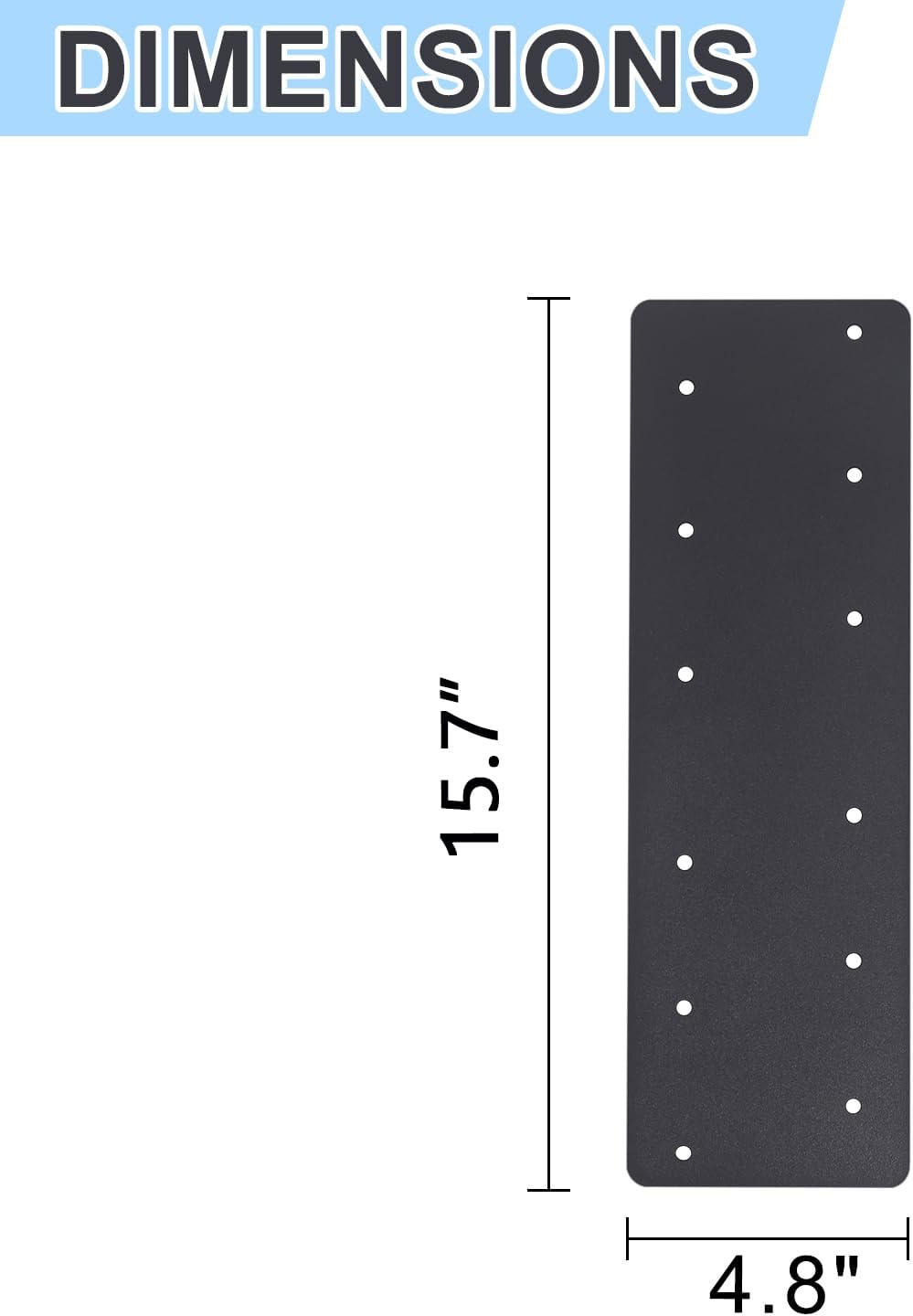 2 Pzas Placa Soporte Recto Negro 15.7x4.8pulg