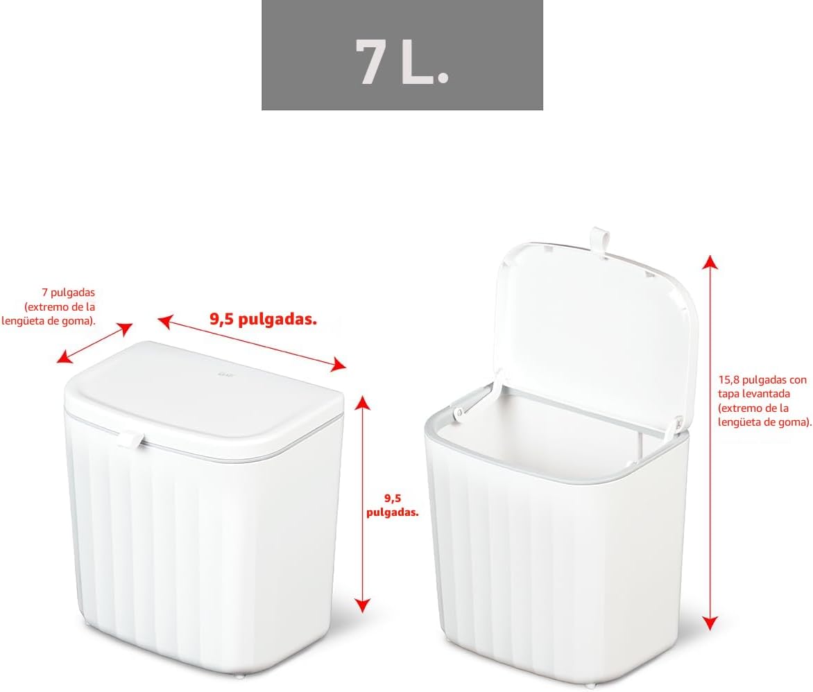Cubo basura bajo mostrador 7L tapa doble blanco