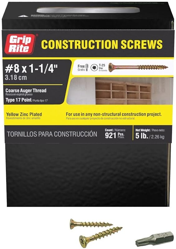 Tornillo madera construcción T25 Star Drive caja 5lb