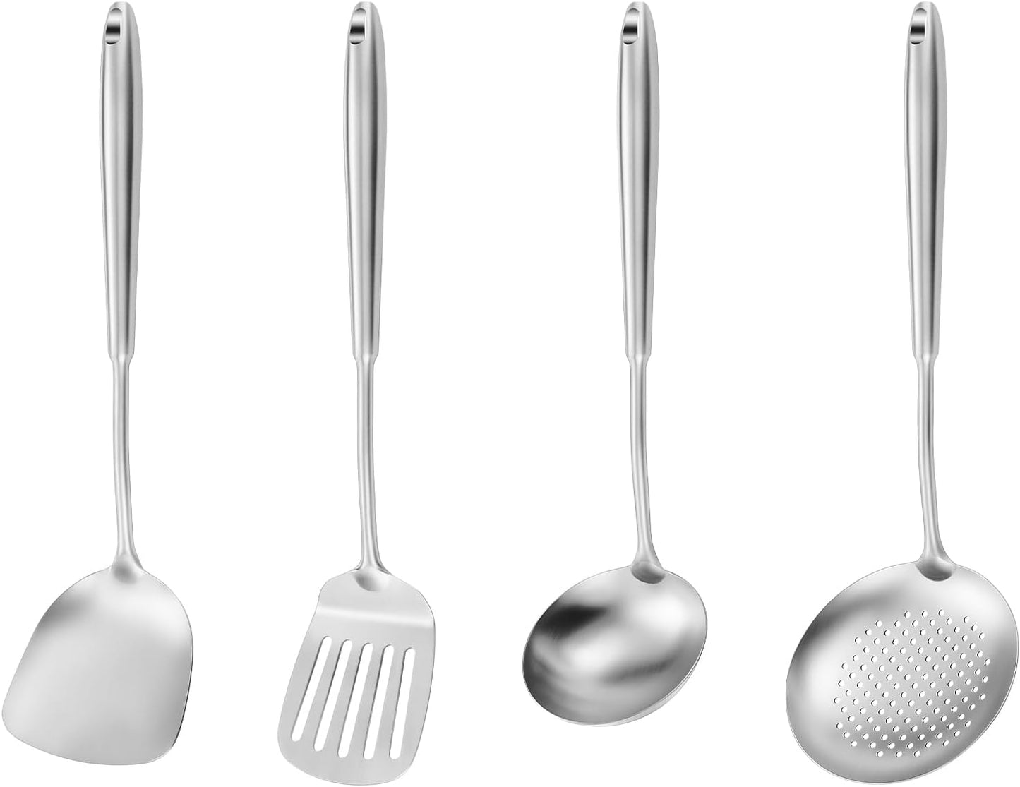 Set 4 Utensilios Wok Acero Inox 304 15pulg