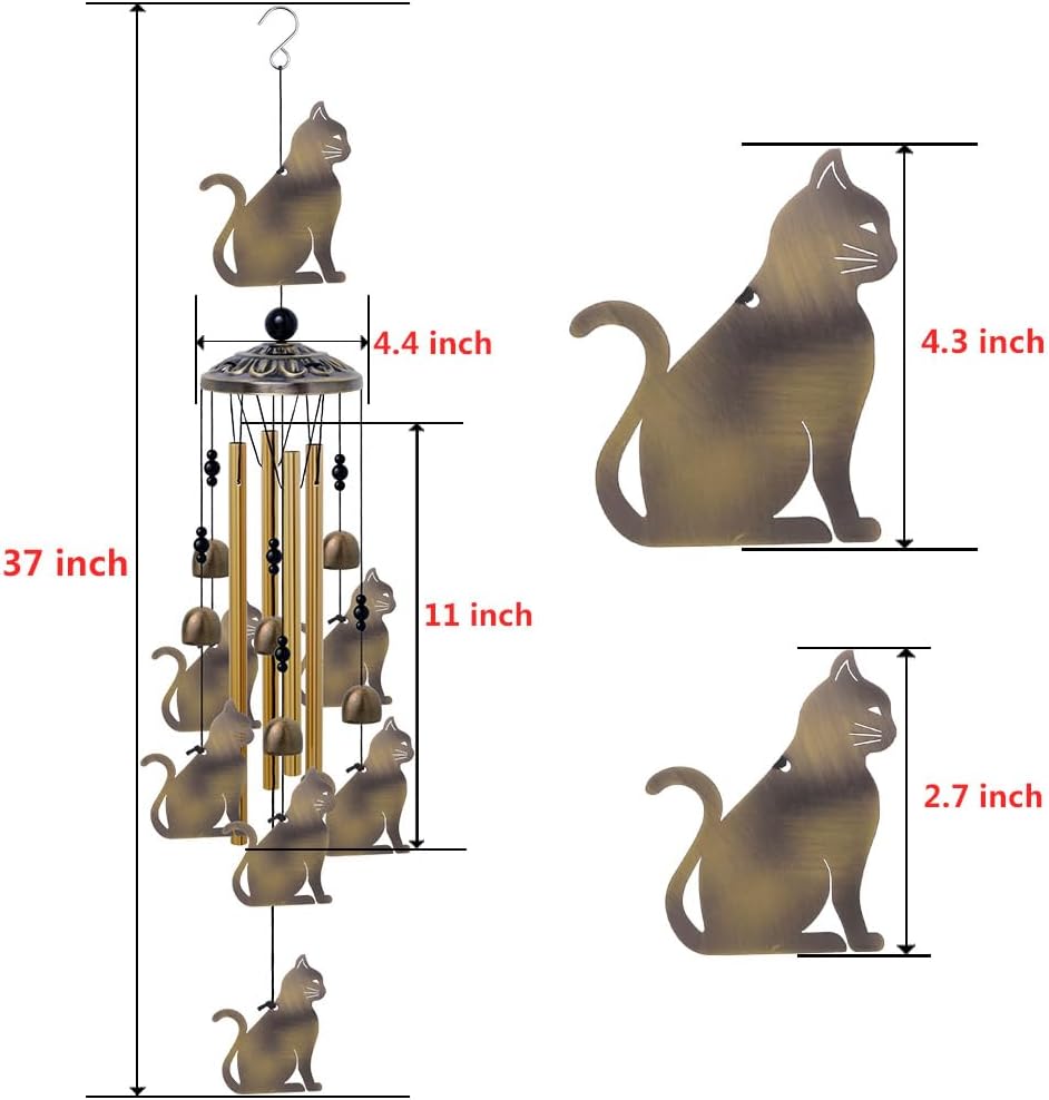 Campanillas viento gato bronce 4 tubos 7 campanillas