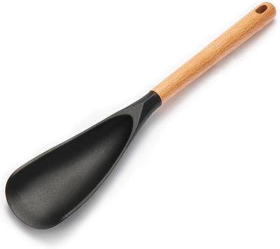 Cuchara silicona antiadherente mango madera para mezclar
