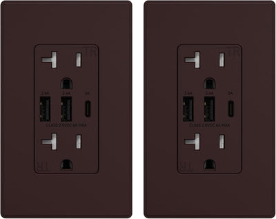 Tomacorrientes USB pared 3 puertos 30W 6A tipo C cert UL