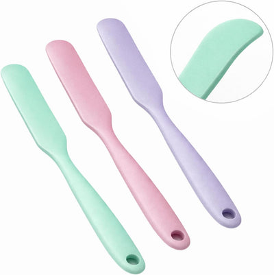 3 Espátulas Silicona para Frascos Raspador Goma Mango Largo