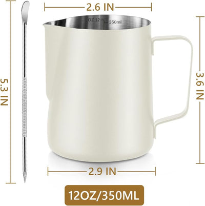 Jarra espumadora leche acero inox 350ml con lápiz arte café