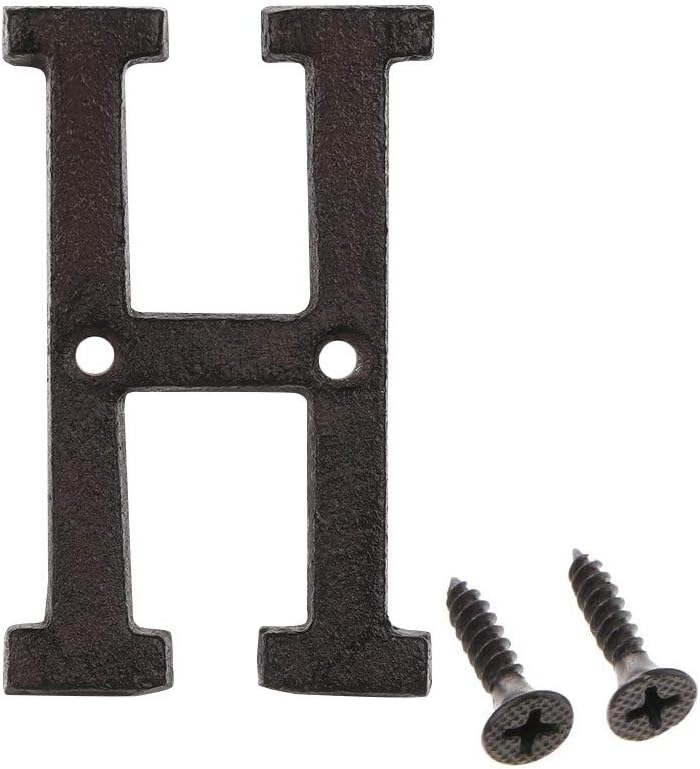 Números de puerta hierro fundido 3" letra H negra
