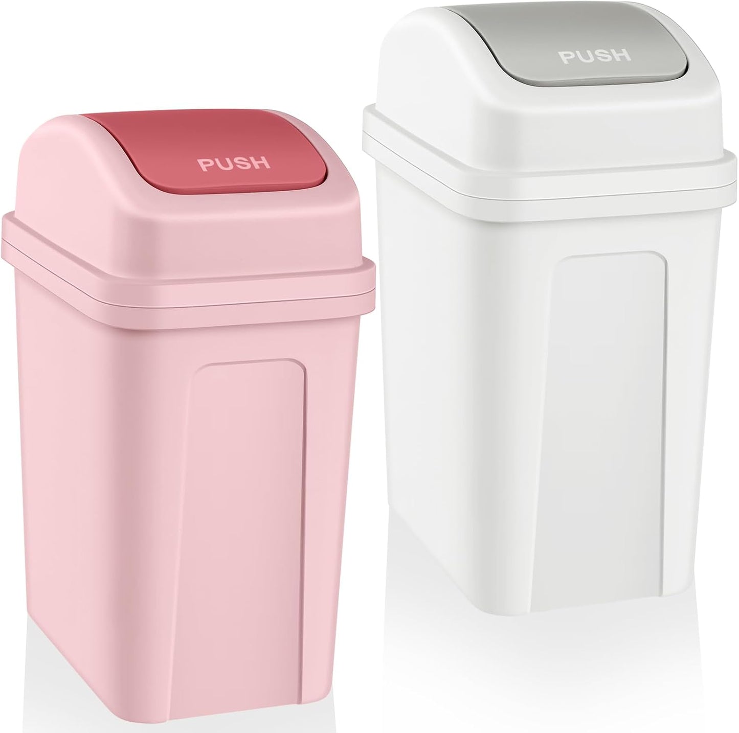 2 Cubos Basura Plástico 1.8gal Tapa Basculante Rosa