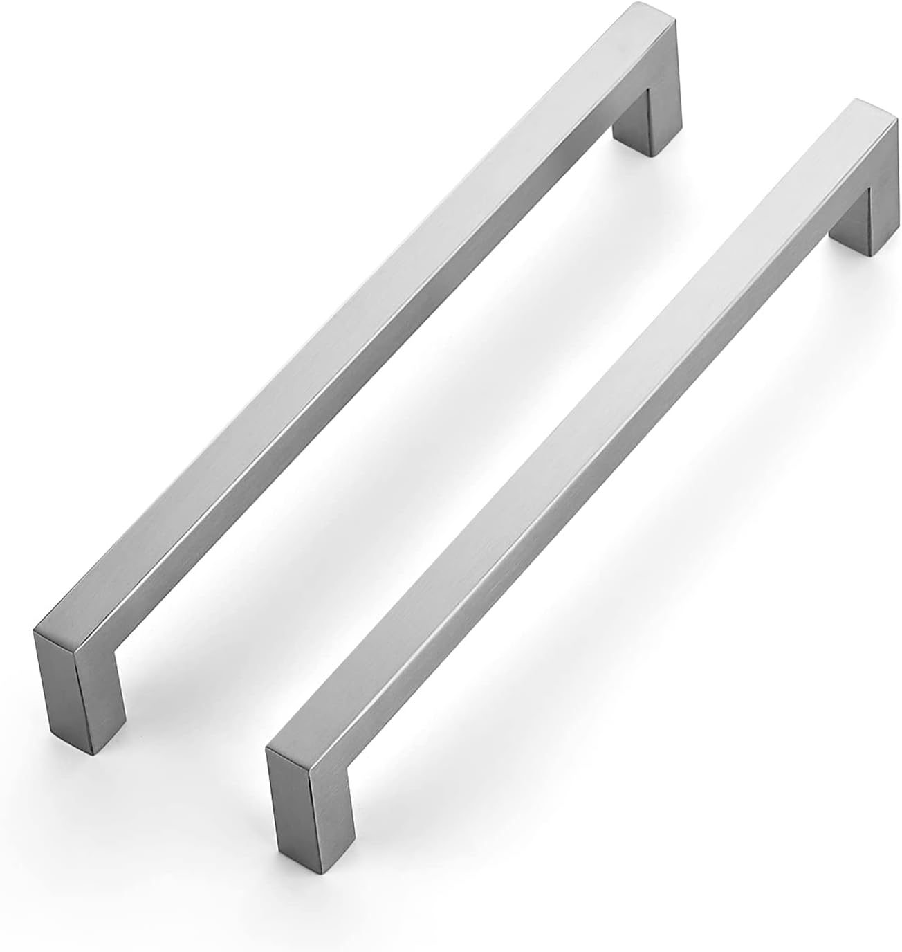 10 Manijas Cuadradas Gabinete 8pulg Níquel Satinado