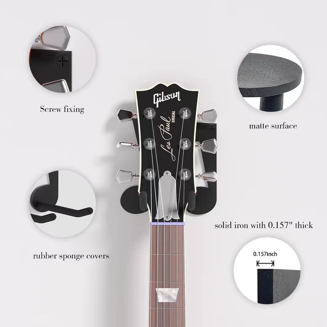 Soporte pared guitarra ukelele ganchos acero violín negro