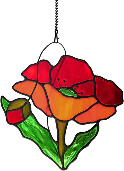 Atrapasoles de amapola roja para ventana regalo flores