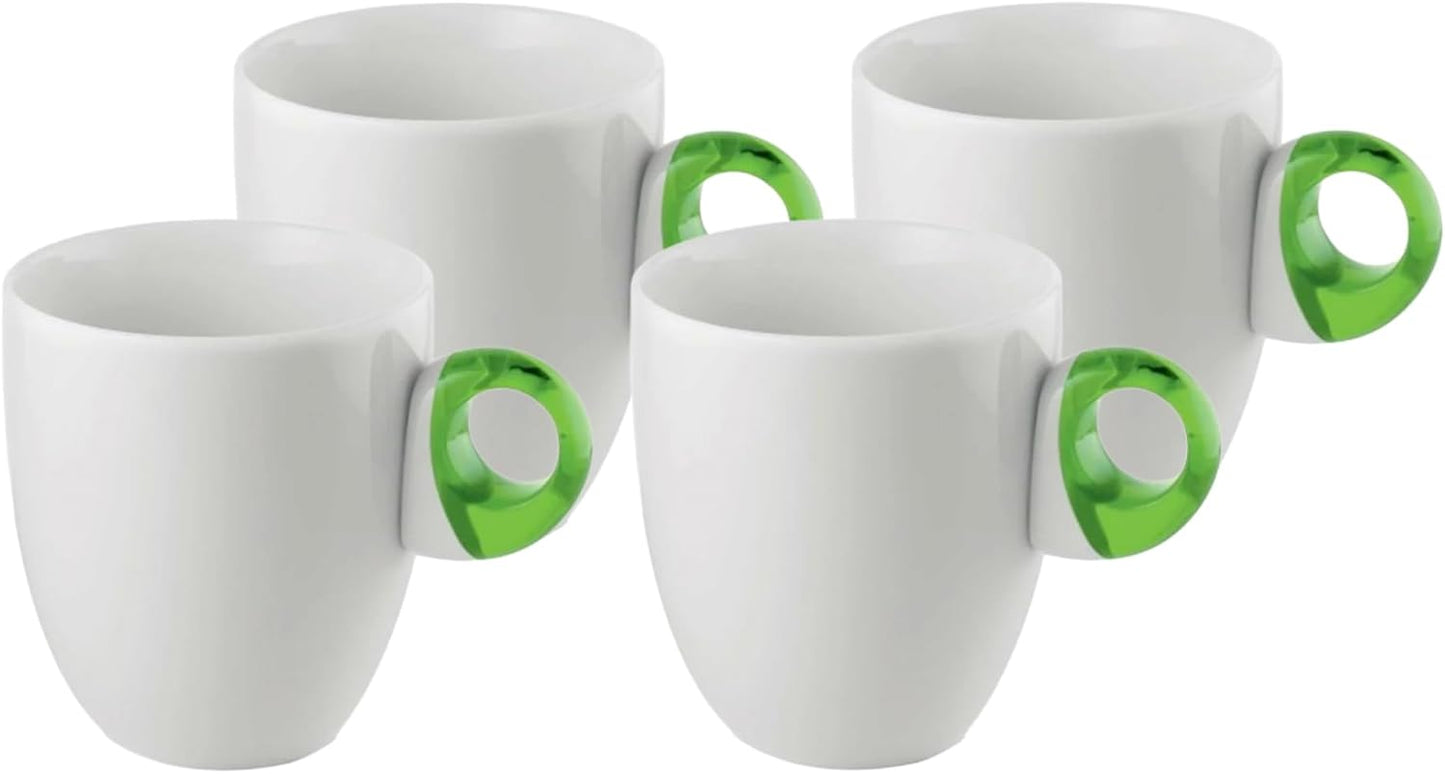 Taza diaria set 4 con asa plástico sin BPA verde