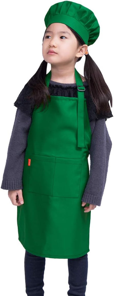Delantal y gorro chef niños ajustable con babero y bolsillos