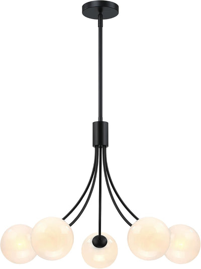 Lámpara Sputnik 5 luces negro globos vidrio cocina dormitorio